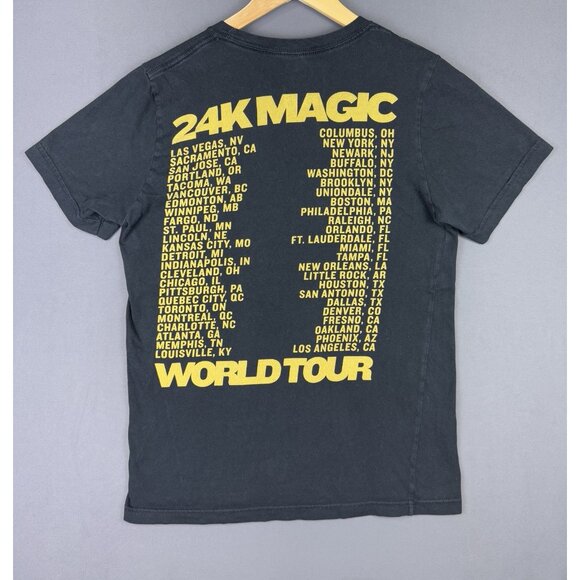 Bruno Mars 24K Magic World Tour Concert Promo Shirt Black Medium Album Pop Music - Picture 2 of 6